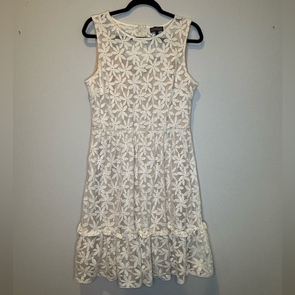 Luxology Cream Flower Embroidered Dress size 12